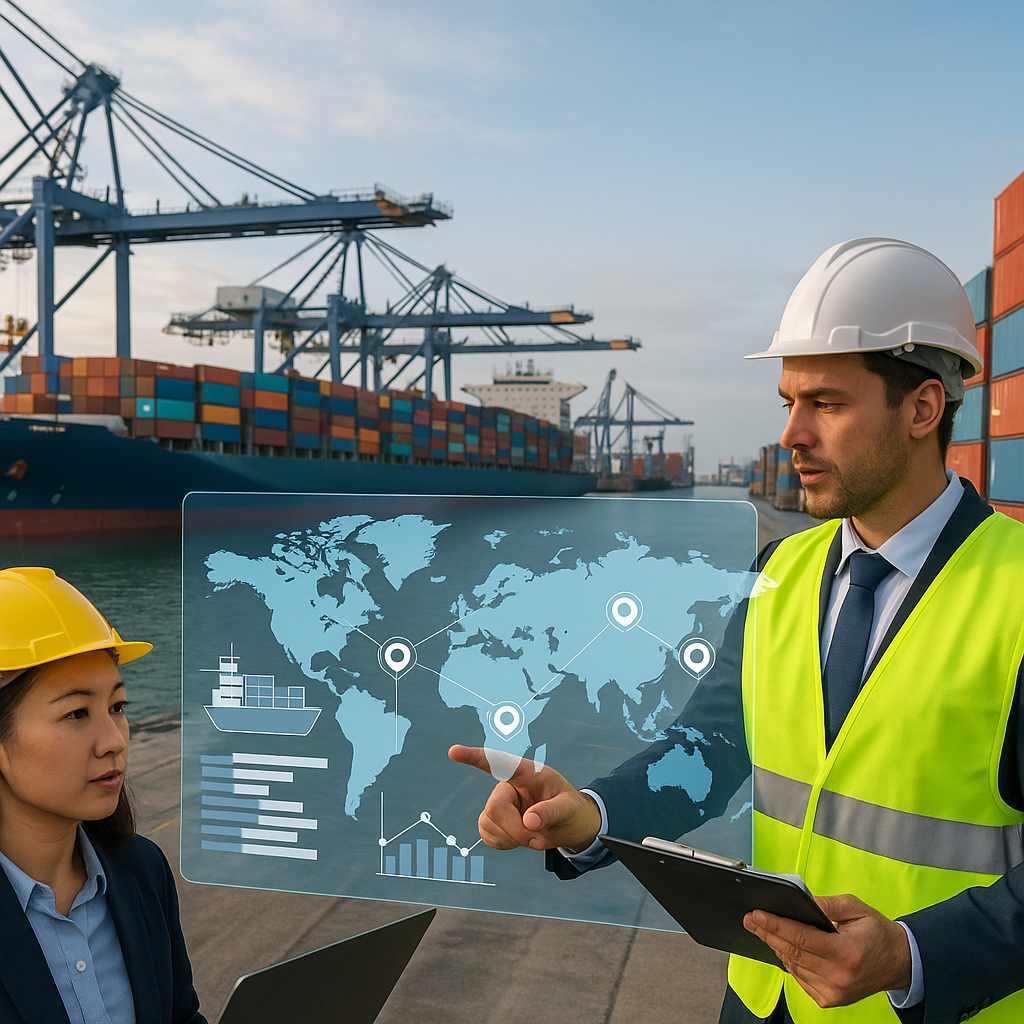 A dynamic port scene showcasing advanced container